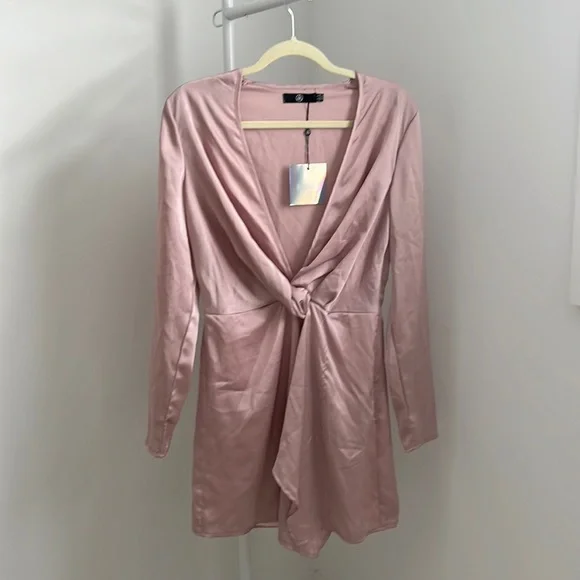 pink satin dress missguided MISSGUIDED Halter Neck Ruched Bust Satin Metallic Pink Mini DressMISSGUIDED